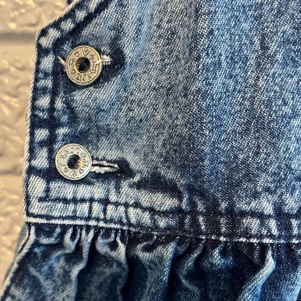 Vintage Woolrich Womens Small Acid Wash Denim Pinafore Dress 90s Cottagecore - Picture 5 of 7